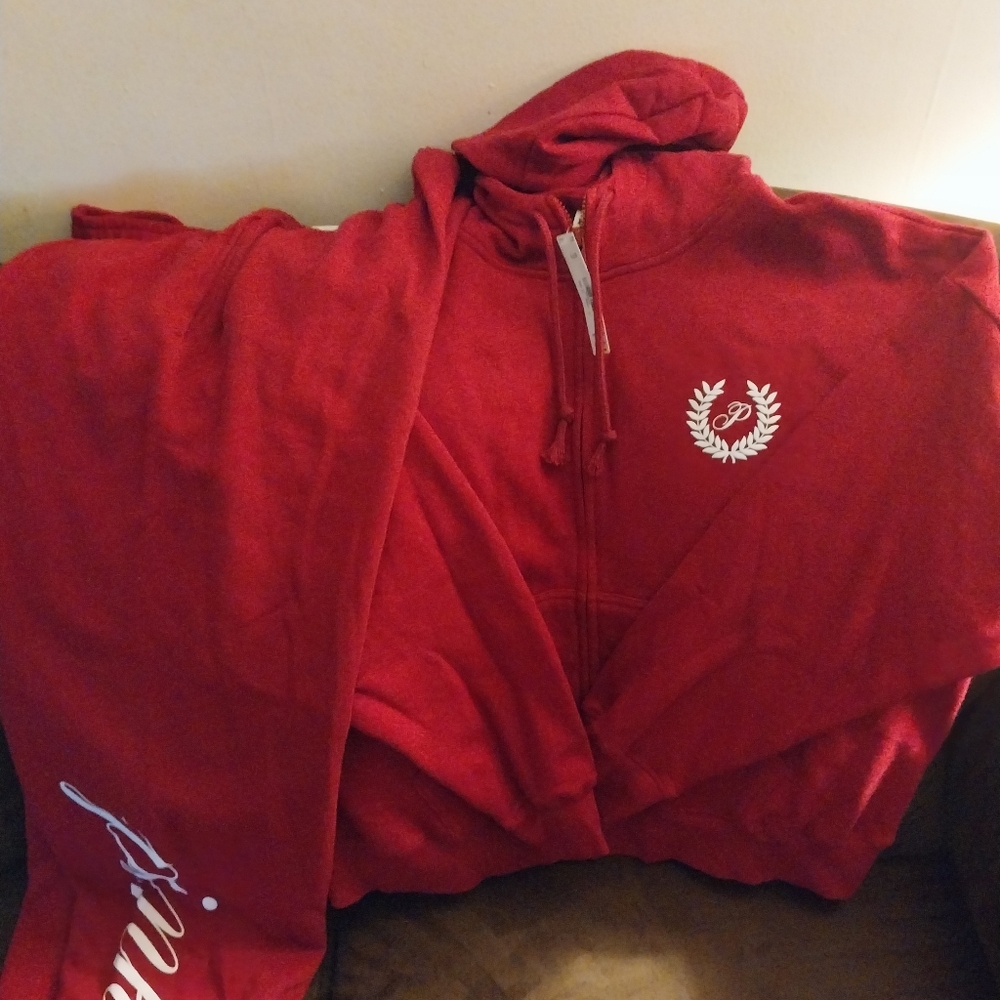 Red Pink Hoodie with Embroidered Logo